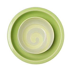 top shot green bowl and plate