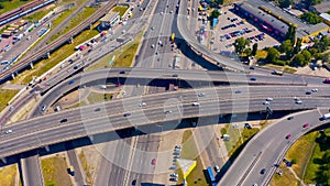 Top shot of a modern industrial overpasses and bridges.