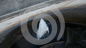 Top shot of water dam, big stream coming out of Presa del Panta de Susqueda, Renewable Energy