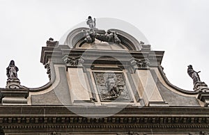 Top of side facade of Nossa Senhora do Carmo da Antiga Se, Rio de Janeiro, Brazil