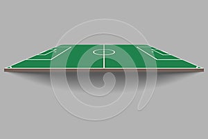 Top and side view of soccer field. Green flat football field mockup. 3d soccer field vector