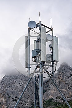 Top of a small old communications tower