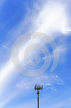 Top Of Small Radio Tower On Sky Background