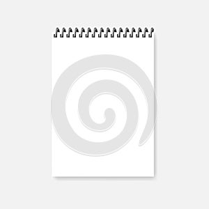 Top spiral blank notebook - white A4 diary, realistic vector mockup