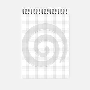 Top spiral grid lined A4 notebook - squared paper note pad, mock-up