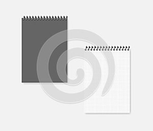 Top spiral squared paper A4 notebook - cover and page, mock-up