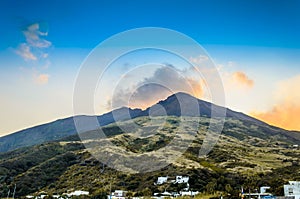 Top of the stromboli volcano from its base stromboli island