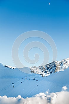 The top of the T-bar on the glacier of Blackcomb mountain, BC, Canada.