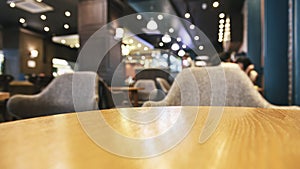 Top of Table with blurred Cafe interior background