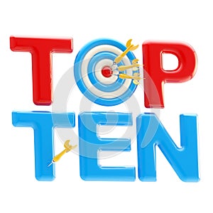 Top ten sign with dart target as an