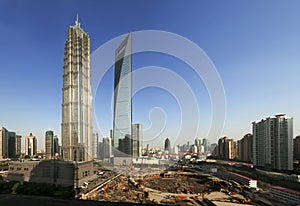 Top three high-rise buildings in Shanghai, China