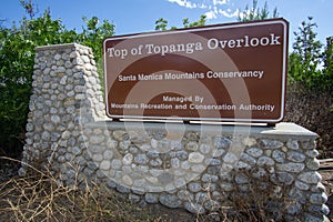 Top of Topanga Overlook sign located in Topanga, California near Los Angeles