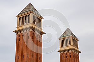 The two venetians towers in Placa d`Espanya, Barcelona, Catalunya, Spain photo