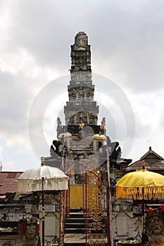 Top of tower of Jagatnatha Temple during cloudy day. Taken in January 2022