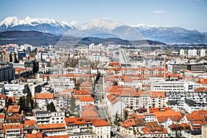 Top viev to Ljubljana city, the capital of Slovenia