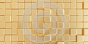 Top view of abstract background of extruded gold square