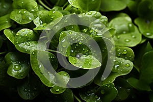 Top view, abstract watercress - vibrant green with a peppery hue, background, color of the year