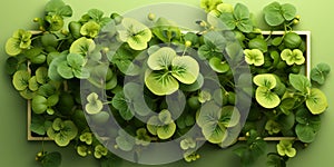 Top view, abstract watercress - vibrant green with a peppery hue, background, color of the year