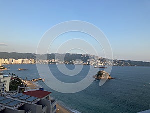 Top view of the acapulco bay at la costera