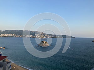 Top view of the acapulco bay at la costera