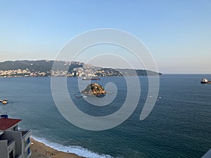 Top view of the acapulco bay at la costera