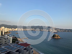 Top view of the acapulco bay at la costera