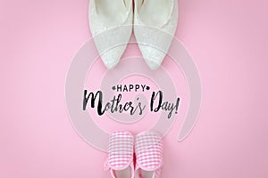 Top view aerial image of decorations Happy mothers day holiday