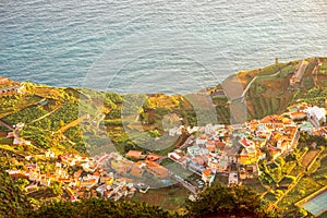 Top view on Agulo coastal village in Spain