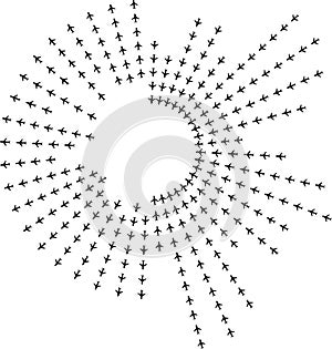 circle irregular rays half inside-outside empty small circle center