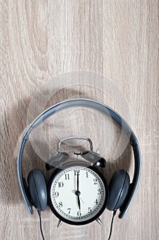 Top View Alarm Clock. Timeless Music Concept.