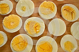 Top view of albumen and yolk close up