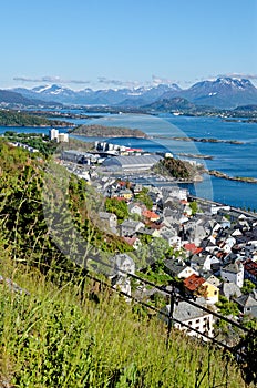 Top view of Alesund city in Norway