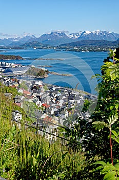 Top view of Alesund city in Norway