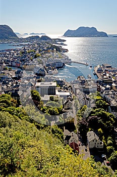 Top view of Alesund city in Norway