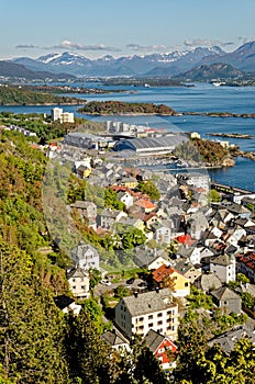 Top view of Alesund city in Norway