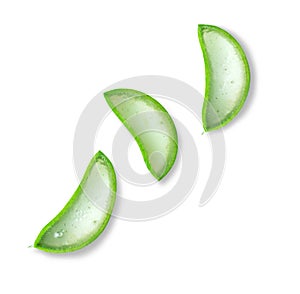 Top view of aloe vera slices isolated on a white background