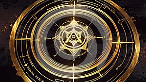 top view of an ancient alchemy magic circle with gold ai generated