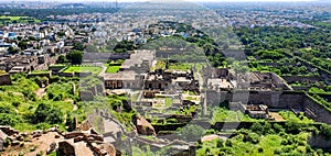 Top view of ancient Golconda Fort in Hyderabad, Telangana, India