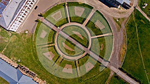 Top view of the ancient palace of Polish tycoons Potocki in Tulchin, Ukraine. photo