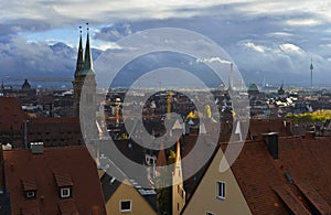 Top view of the ancient part of Nuremberg.