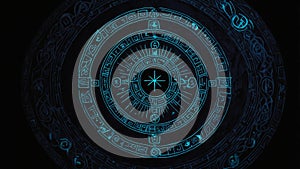 top view of an ancient runic magic circle with black l ai generated