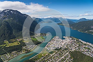 Top view of Andalnes town in summer season, Norway, Scandianvia