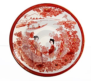 Top view of an antique Japanese Porcelain saucer