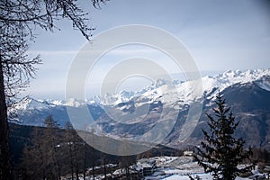 Top view of the Aosta Ski Resort , Aosta Valley, Italy .