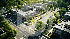 Top view apartments complex building urban lifestyle district landscape with small town