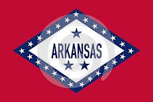 Top view of Arkansas 1913 1923 , USA flag, no flagpole. Plane design layout. Flag background