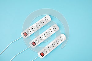 Top view of arrangement of extension cords