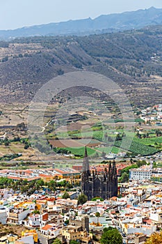 Top view of the Arucas city, Canary Island, Spain