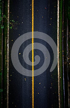 Top view of asphalt texture background. Empty road from top view.