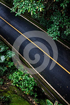 top view of asphalt texture background. Empty road from top view.